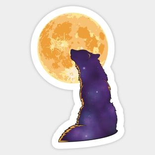 Orange Moon Wolf Sticker